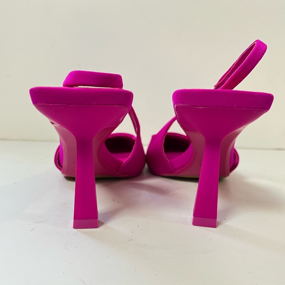 Zara Hot Pink Pointed Slingback Heels - Picture 6 of 8